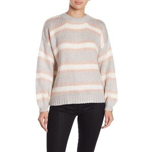 Lush Stripe Knit Mock Neck Pullover Sweater NWT